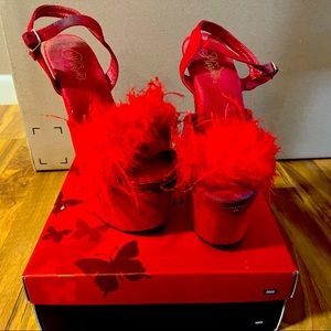 Red pleaser heels size 8